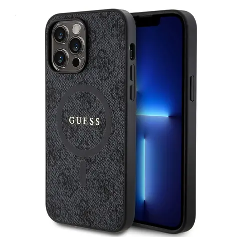 Guess PU Leather 4G Colored Ring MagSafe Zadní Kryt pro Apple iPhone 14 Pro Max černá