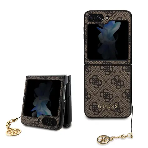 Guess 4G Charms Zadní Kryt pro Samsung Galaxy Z Flip 5 hnědá