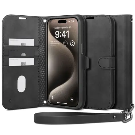 Spigen Wallet S Pro Pouzdro typu peněženka pro Apple iPhone 15 Pro černá
