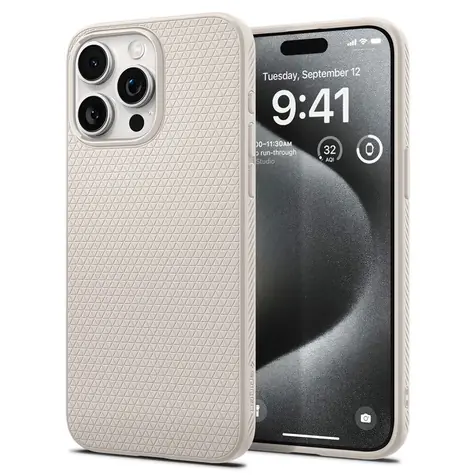Spigen Liquid Air ochranný kryt pro Apple iPhone 15 Pro Max Natural Titanum