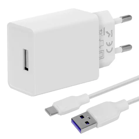 Obal:Me Cestovní Nabíječka USB-A 10W + USB-A/USB-C Kabel 1m bílá
