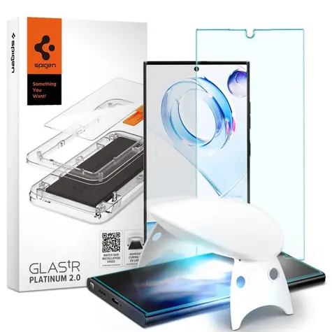 Spigen Glas tR Platinum Tray 2.0 ochranné sklo pro Samsung Galaxy S23 Ultra čirá