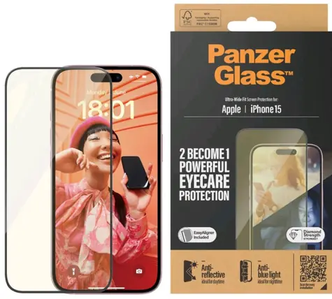 PanzerGlass UWF EyeCare Tvrzené sklo pro Apple iPhone 15