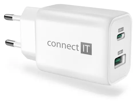 CONNECT IT CWC-2080 Wanderer2 bílá / Nabíjecí adaptér / USB-A / USB-C / 33W
