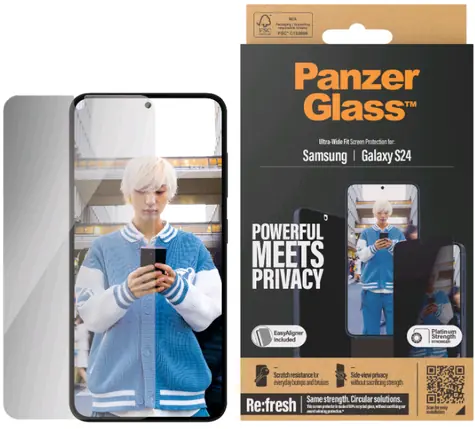 PanzerGlass UWF Privacy Tvrzené sklo pro Samsung Galaxy S24 / Instalační set 