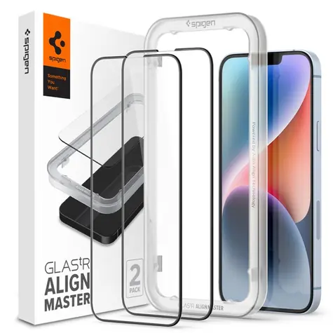 Spigen Glass tR AlignMaster HD ochranné sklo pro Apple iPhone 14 & 13 & 13 Pro černá