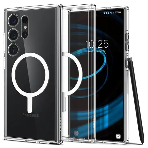Spigen Ultra Hybrid OneTap Metal Ring MagSafe ochranný kryt pro Samsung Galaxy S24 Ultra bílá
