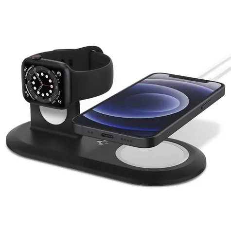 Spigen MagFit Duo 2v1 Nabíječka pro Apple Watch a MagSafe černá