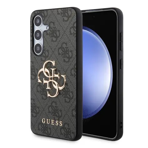 Guess PU 4G Metal Logo Zadní Kryt pro Samsung Galaxy S24+ šedá
