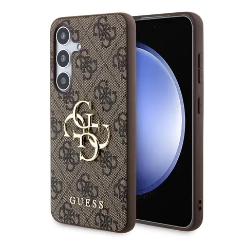 Guess PU 4G Metal Logo Zadní Kryt pro Samsung Galaxy S24+ hnědá