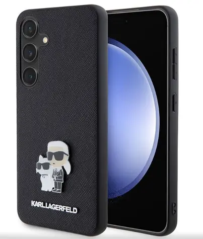 Karl Lagerfeld PU Saffiano Metal Karl and Choupette Zadní Kryt pro Samsung Galaxy S24 černá