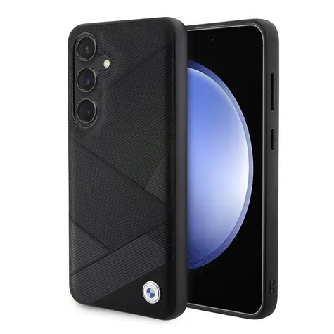 BMW Signature Leather Kovové Logo Zadní Kryt pro Samsung Galaxy S24 černá 