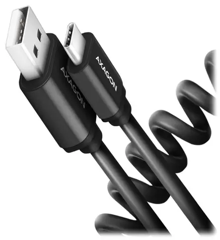 AXAGON BUCM-AM10TB TWISTER Kroucený datový kabel USB-A 2.0 - USB-C 0.6m černá