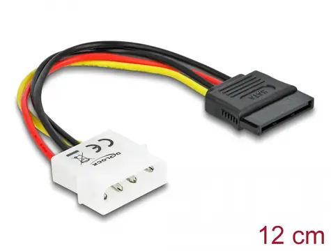 DeLock Kabel Molex (M) - 15pin SATA (F) 0.13m
