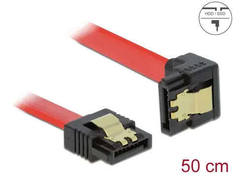 DeLock Kabel SATA III 7pin (F) - SATA III 7pin (F) úhlový 0.5m červená