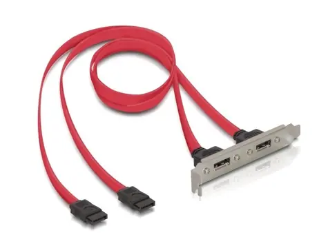 DeLock Výstupní zadní slot 2x eSATA 45cm červená