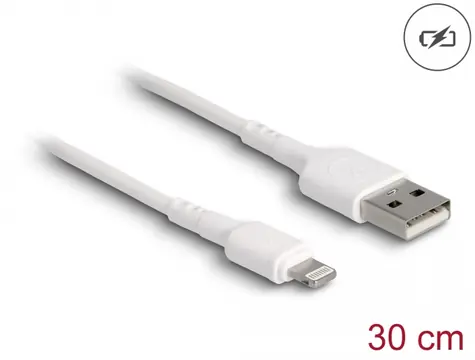 DeLock Napájecí kabel USB-A 2.0 (M) - Apple Lightning (M) 30cm bílá