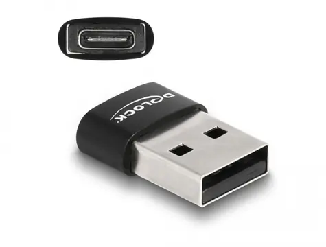 DeLock Adaptér USB-A 2.0 (M) - USB-C 2.0 (F) černá