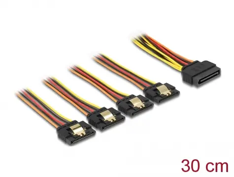 DeLock Kabel SATA 15pin (M) - 4x SATA 15pin (F) 30cm