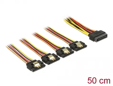DeLock Kabel SATA 15pin (M) - 4x SATA 15pin (F) 50cm