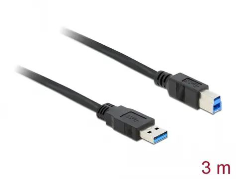 DeLock Kabel USB 3.0 A (M) - USB 3.0 B (F) 3m černá