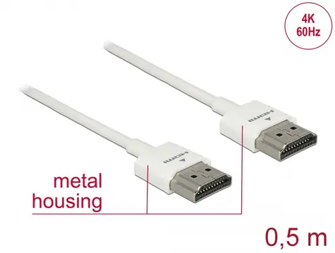 DeLock Kabel HDMI (M) - HDMI (M) 0.5 m bílá