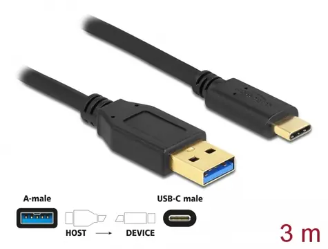 DeLock Kabel USB 3.2 Gen 2 A (M) - USB 3.2 Gen 2 C (M) 3.0m černá