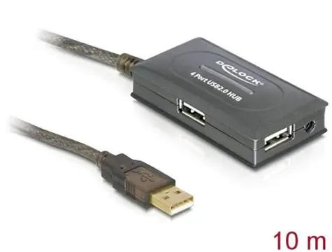 DeLock Aktivní prodlužovací kabel USB 2.0 A (M) - 4x USB 2.0 A (F) 10m černá
