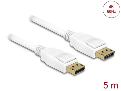 DeLock Kabel DisplayPort 1.2 (M) - DisplayPort 1.2 (M) 5m bílá 