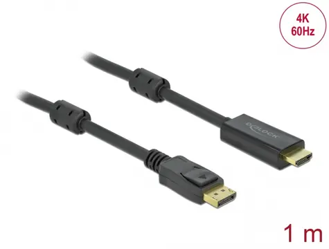 DeLock Kabel DisplayPort 1.2 (M) - HDMI (M) 1m černá