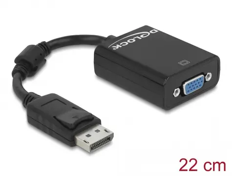 DeLock Adaptér DisplayPort 1.2 (M) - VGA (F) 0.12m černá