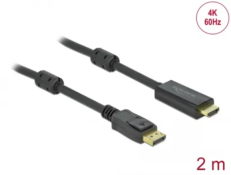 DeLock Kabel DisplayPort 1.2 (M) - HDMI (M) 2m černá