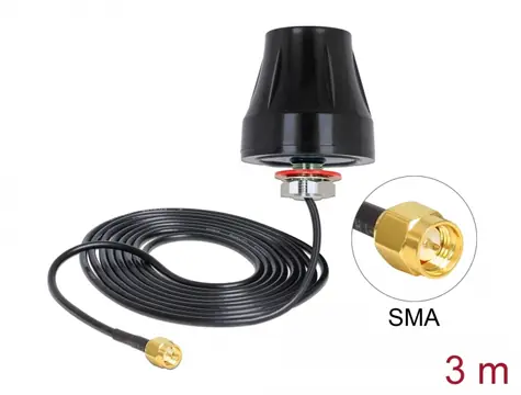 DeLock Anténa LTE SMA 2 dBi 3m černá