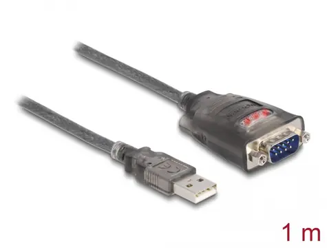 DeLock Adaptér USB A 2.0 (M) - RS-232 DB9 (M) 1m šedá