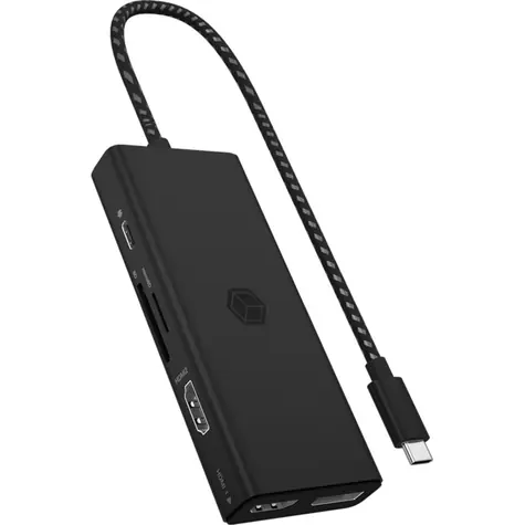 Icy Box IB-DK4011-CPD černá / Dokovací stanice / USB-A / USB-C  / HDMI / DP / SD