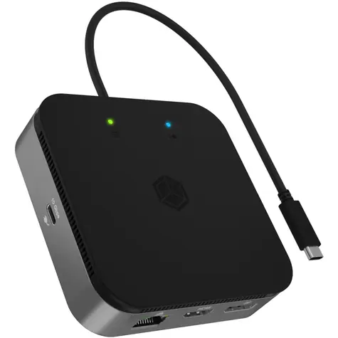 Icy Box IB-DK408-C41 černá / Dokovací stanice / USB-A / USB-C / HDMI / DP / GLAN / AUX
