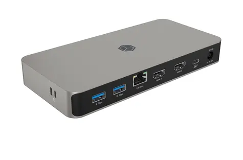 Icy Box IB-DK2880-C41 šedá / Dokovací stanice / USB-A / USB-C / HDMI / GLAN / AUX / SD