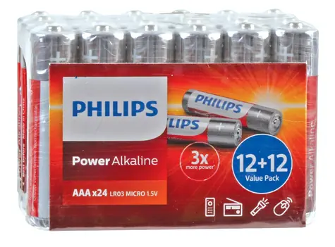 Philips baterie Power Alkaline LR03P24P/10 AAA - 24 ks