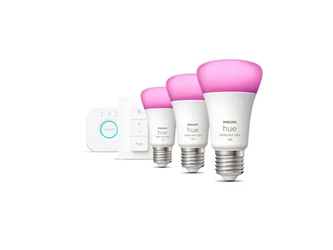 Philips Hue mostek + 3x E27 9W RGBW + switch / chytrá LED žárovka / 1055 lm / 2000-6500 k / RGB / stmívatelná
