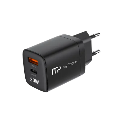 MyPhone SwiftCharge Duo černá / Nabíječka do sítě / 20W / USB-A & USB-C