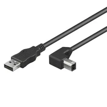 PremiumCord Kabel  USB 2.0 A-B se zahnutým USB-B konektorem 90° 5m