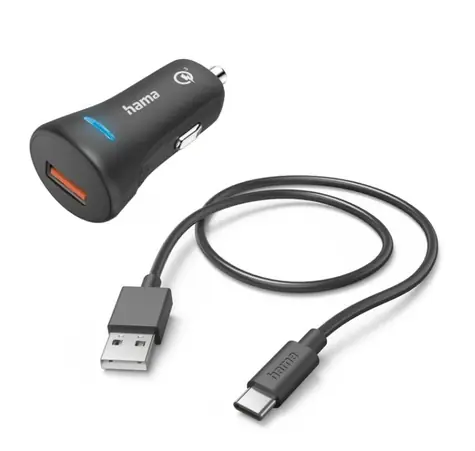 Hama 201615 Set Nabíječka USB-A 19.5W + kabel USB-C 1.5m černá