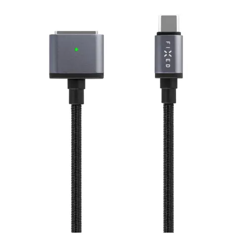 FIXED Nabíjecí opletený kabel s konektory USB-C/MagSafe 3 2m šedý / 140W 