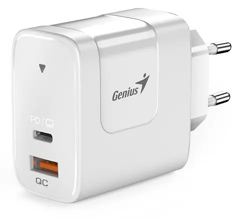 Genius PD-65AC bílá / Nabíjecí adaptér / 65W / 1x USB-A / 1x USB-C / PD / QC