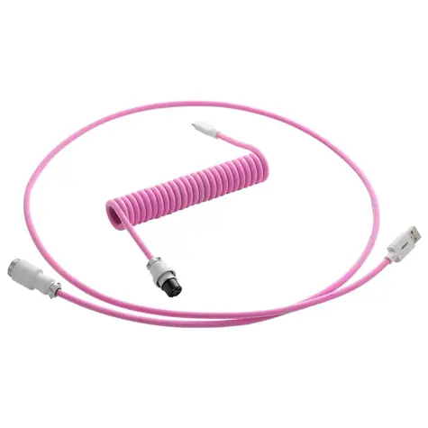 CableMod PRO Coiled Keyboard Cable USB-C - USB-A 1.5m Strawberry Cream / Kabel pro klávesnici