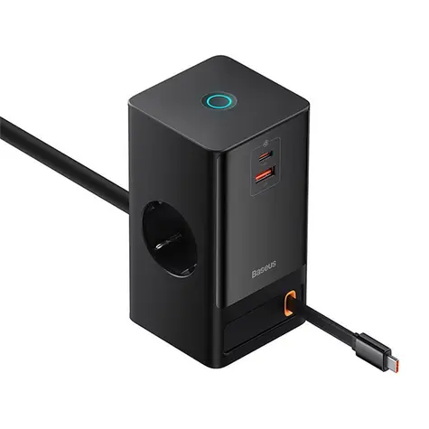Baseus PowerCombo Digital nabíjecí stanice 65W EU černá / 65W / 1x AC / 1x USB / 1x USB-C