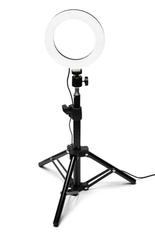 RIO RL06 / Stolní světlo pro natáčení telefonem / 360° / stojánek / volba světla (teplé a přirozené) / stmívací
