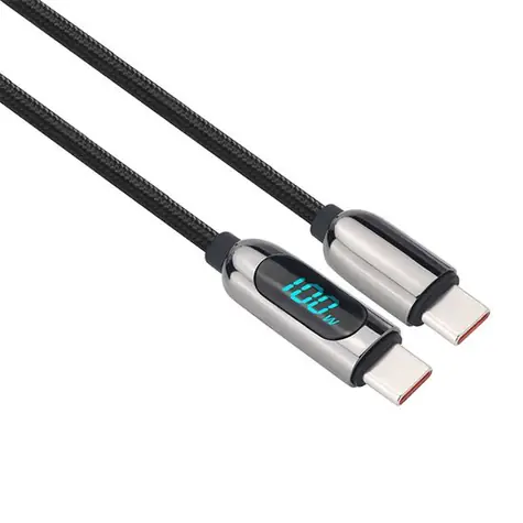 Solight Kabel USB-C (M) - USB-C (M)  1m černá / 100W / displej 