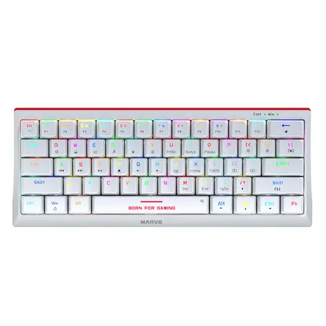 Marvo KG962G (US) bílá / Klávesnice / mechanická / USB-A / 1.6m / ENG Layout