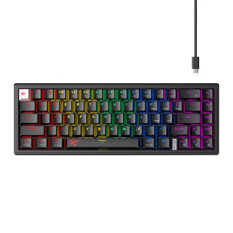 Havit KB874L RGB černá / Herní klávesnice / membránová / USB / US layout